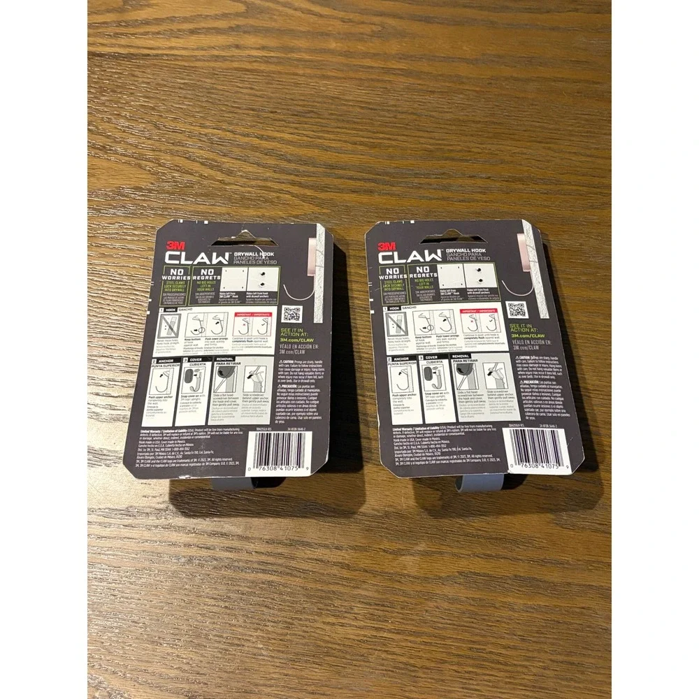 Lot of 2 3M CLAW Drywall Picture Hangers 25lb No Studs Required 3DH25SL-1ES